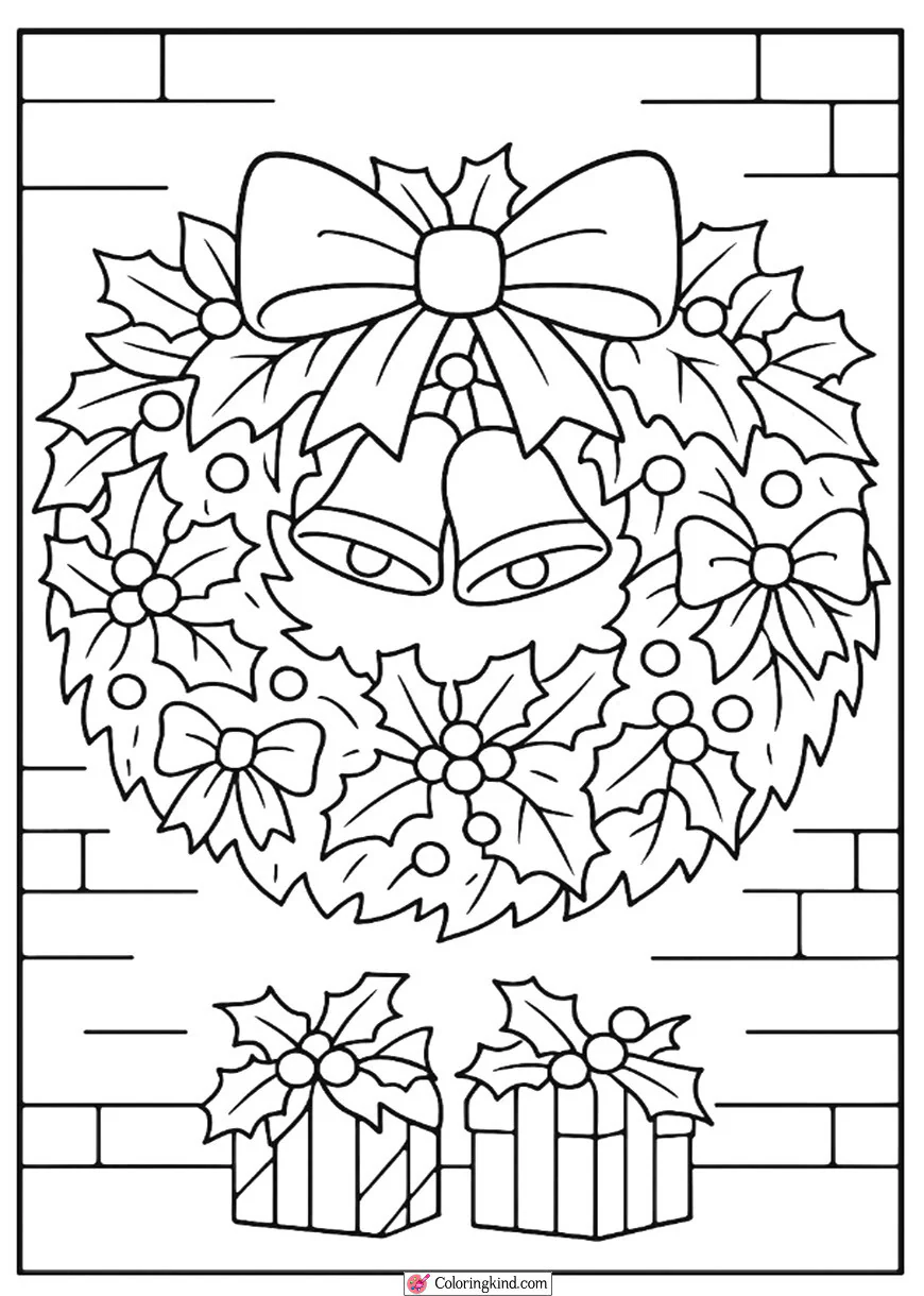 Christmas wreath with bows and bells