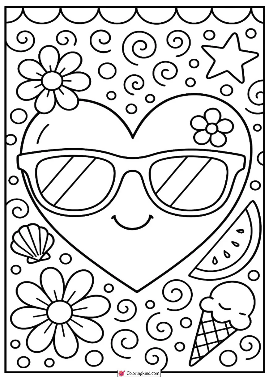 Summer Heart with Sunglasses
