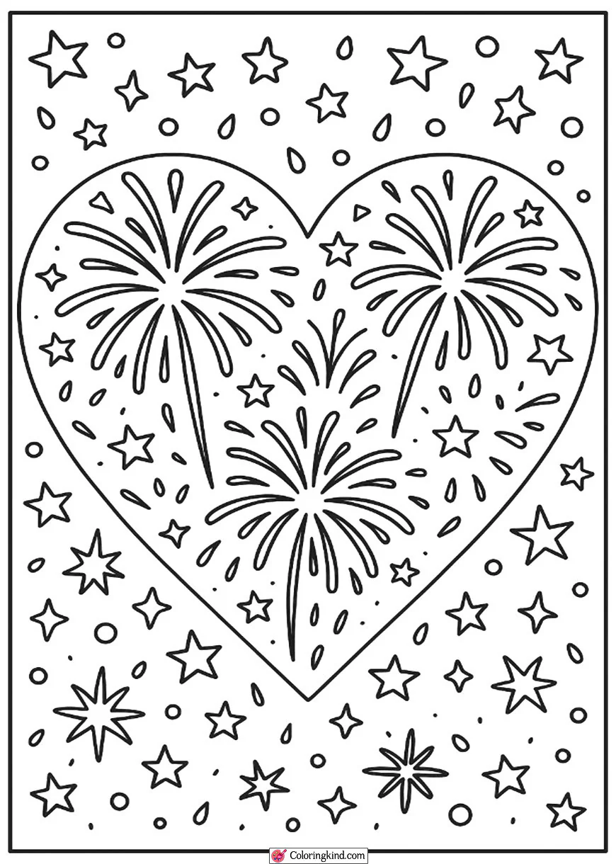 Fireworks in Heart Shape