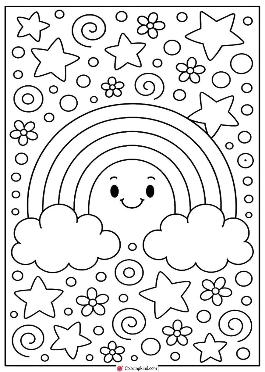 Smiling Rainbow with Clouds