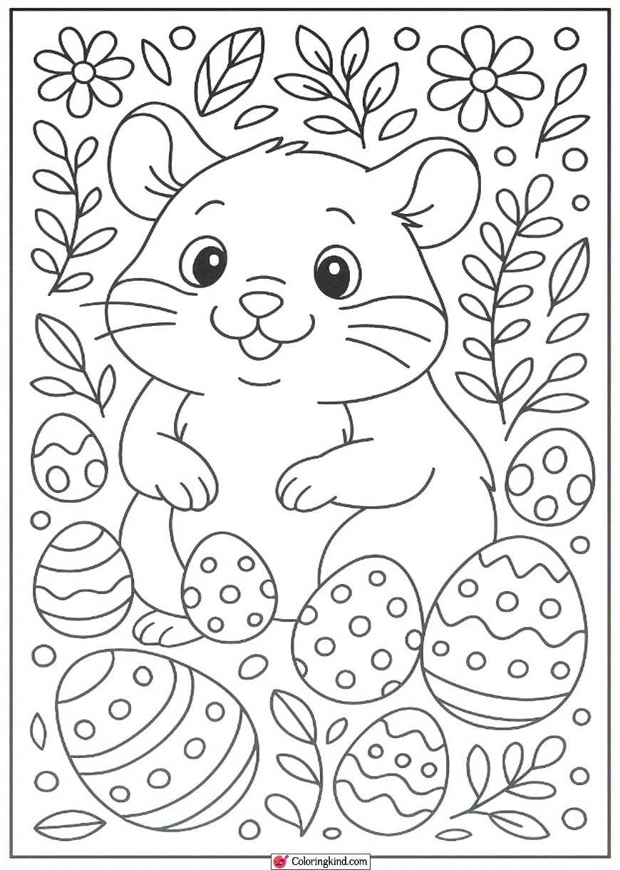 Hamster Surrounded by Tiny Eggs