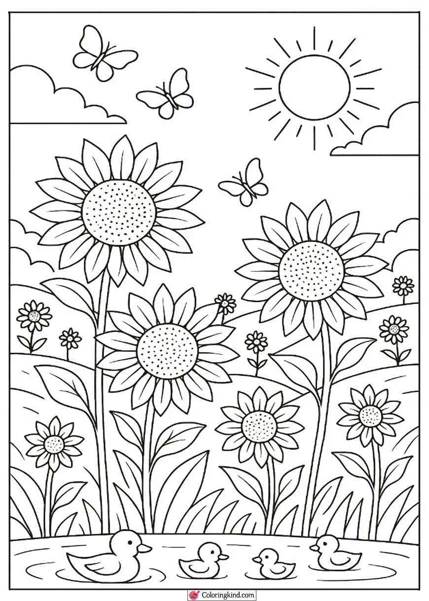 Sunflower Patch in Spring Breeze