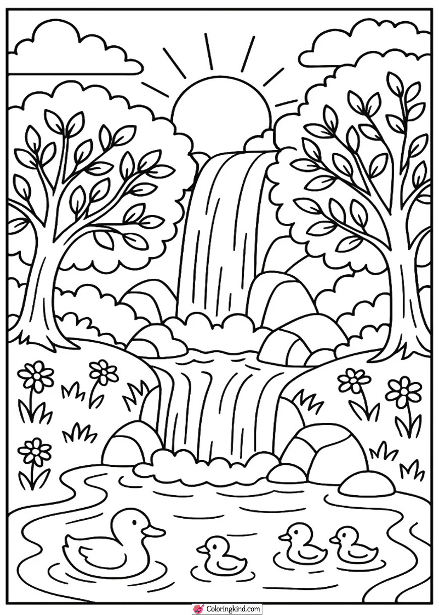 Spring River with Trees
