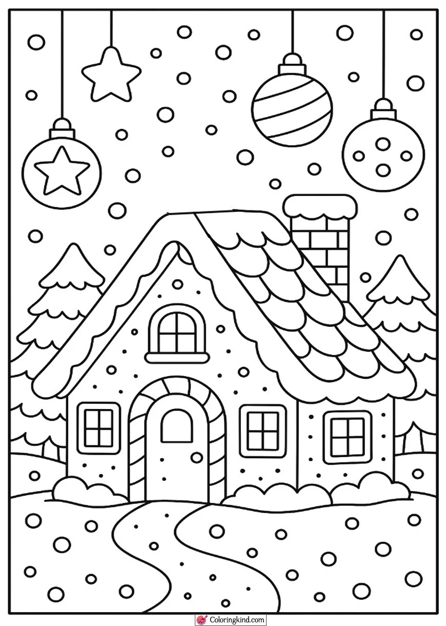 Gingerbread House in Snow
