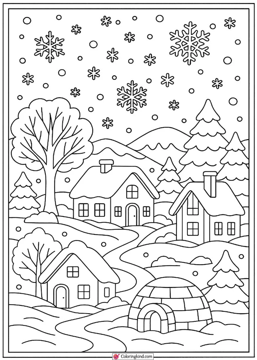 Snowfall in a Quiet Village