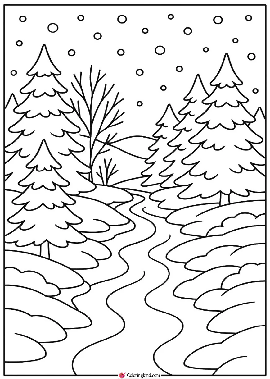 Winter River with Snowy Banks