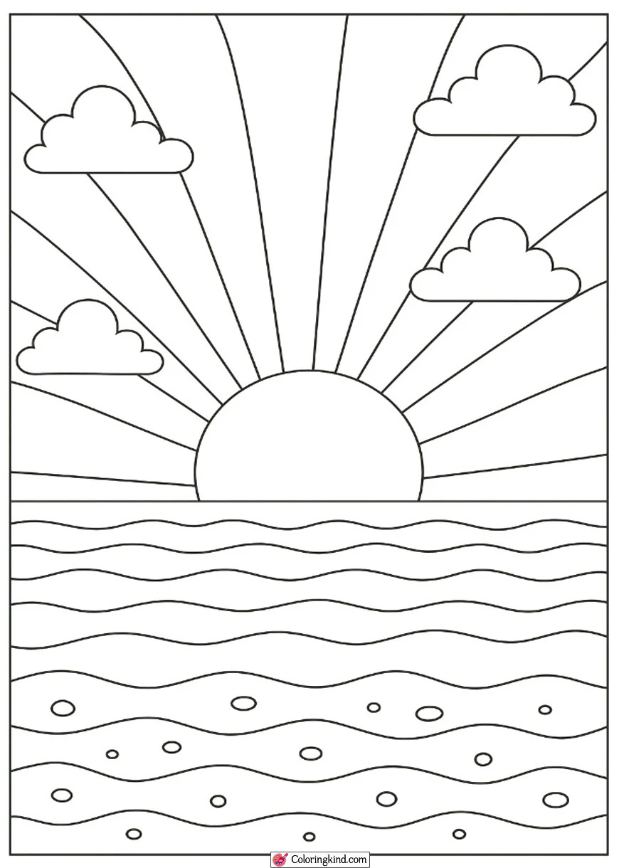 Summer Sunset Over the Ocean