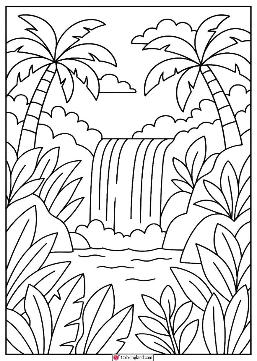 Waterfall in Tropical Jungle