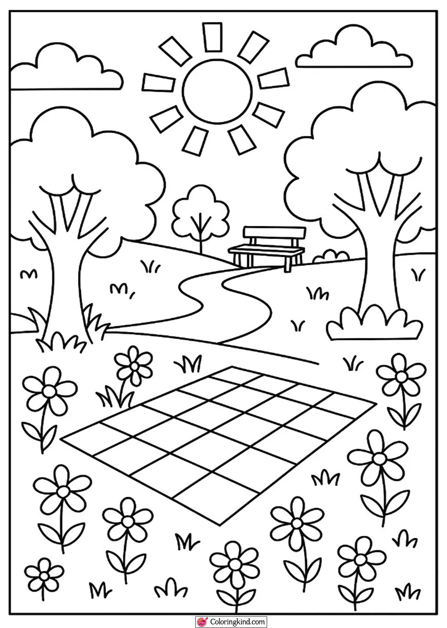Summer Park with Picnic Blanket