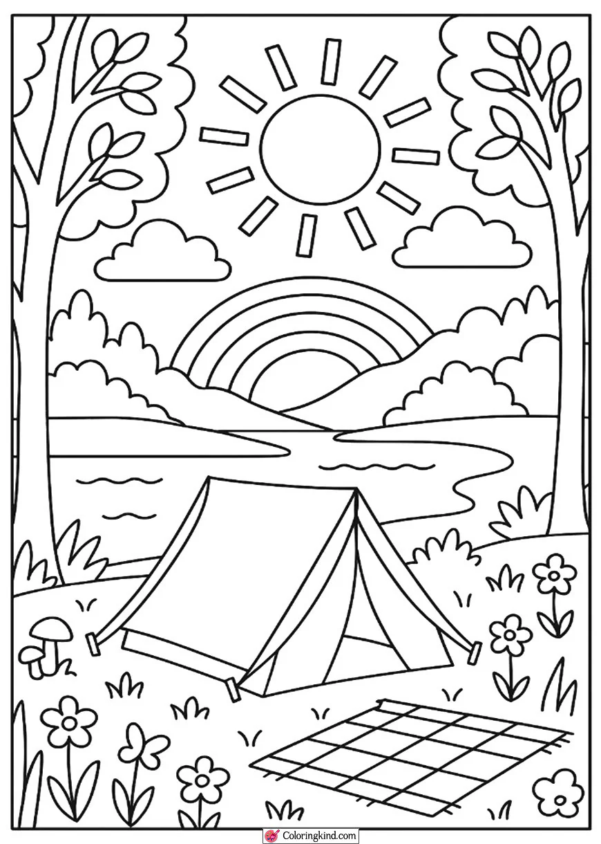 Camping Tent in Summer Forest