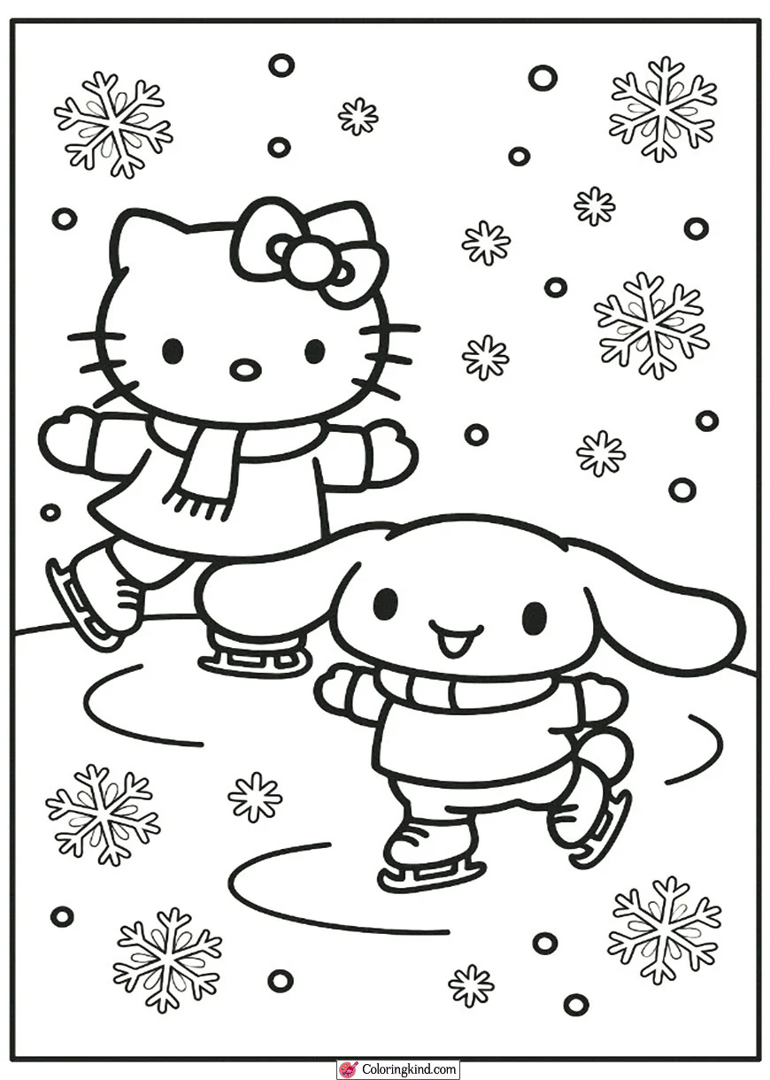 Hello Kitty and Cinnamoroll Ice Skating