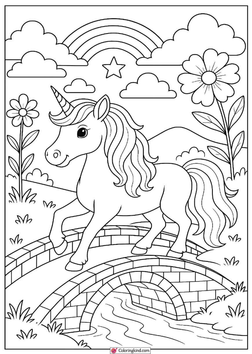 Unicorn Crossing a Bridge