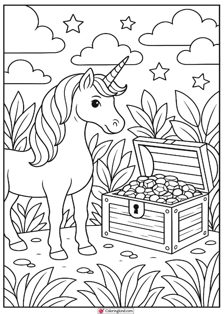 Unicorn with a Treasure Chest