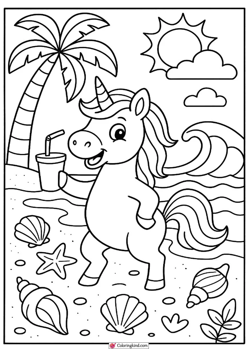 Unicorn on a Summer Beach