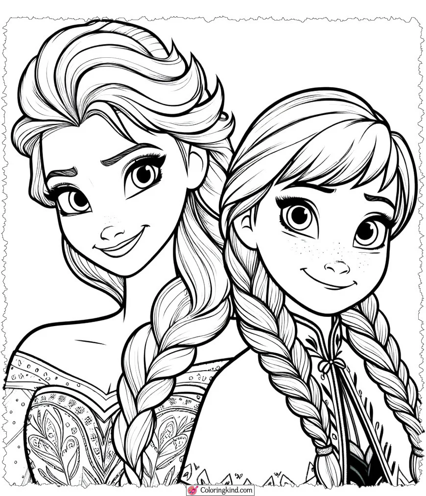 Anna and Elsa Together Fun Coloring