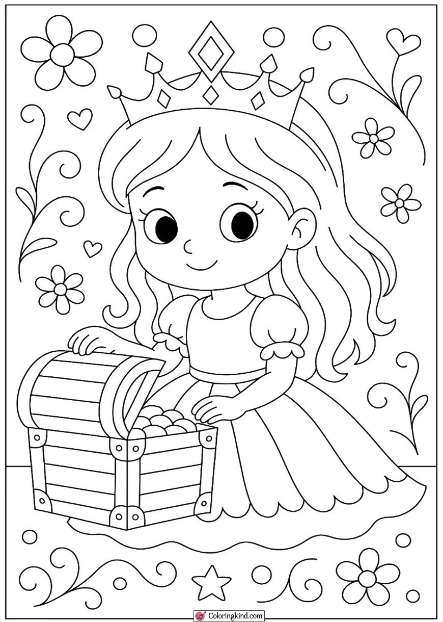 Cute Princess with a Treasure Chest