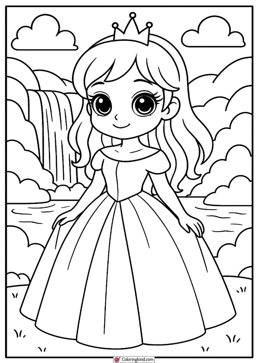 Princess by a Waterfall
