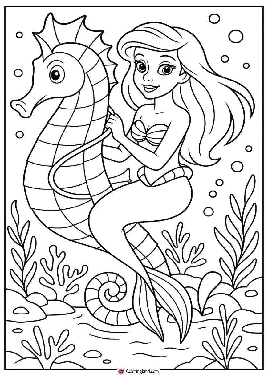 Ariel Riding a Giant Seahorse