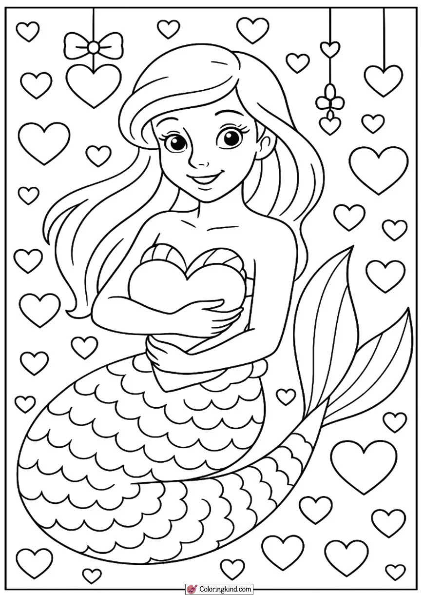 Ariel with Valentine Hearts