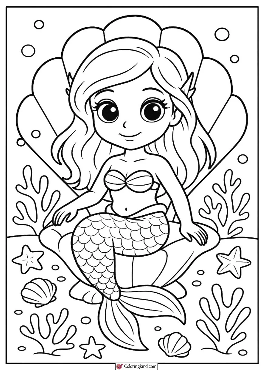 Ariel Resting on a Seashell Throne