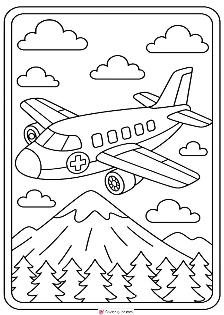 Rescue Airplane with Cross Mark