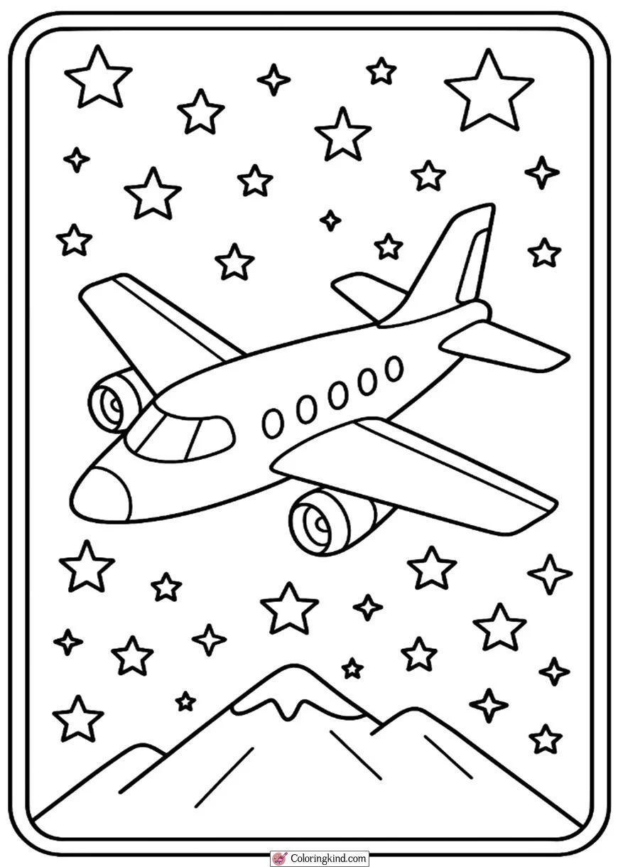 Airplane Jet Surrounded by Stars
