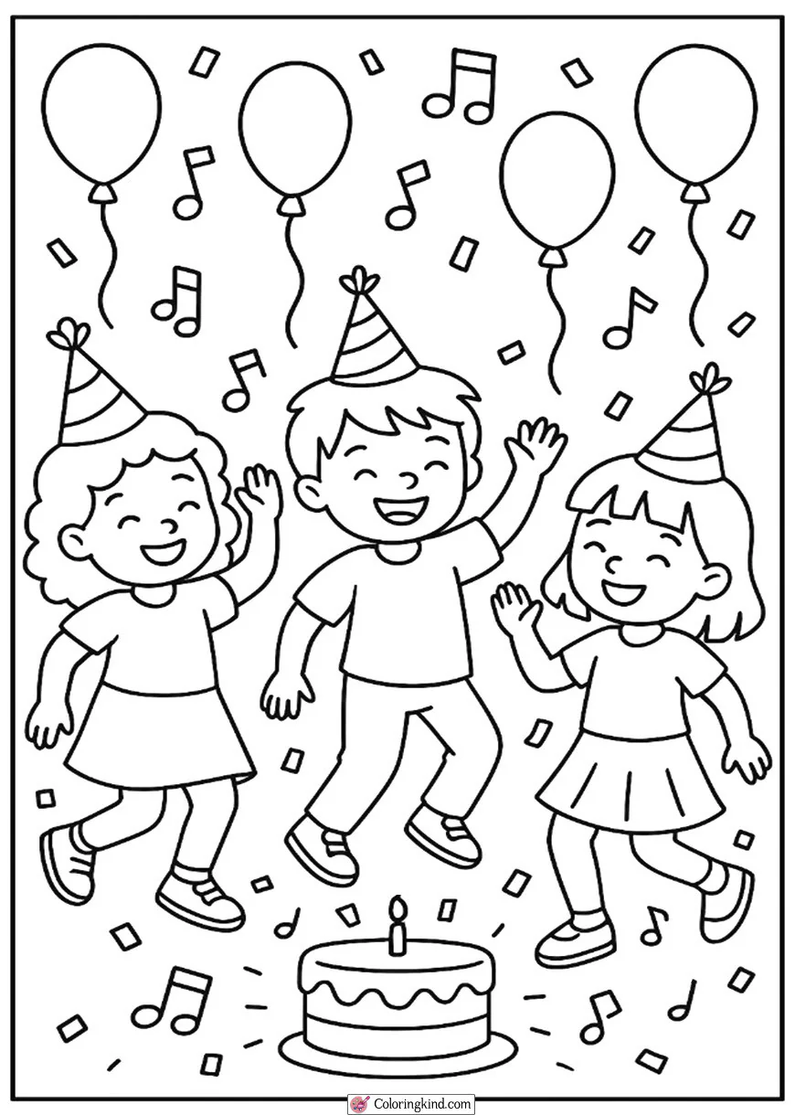 Children Dancing at Birthday Party