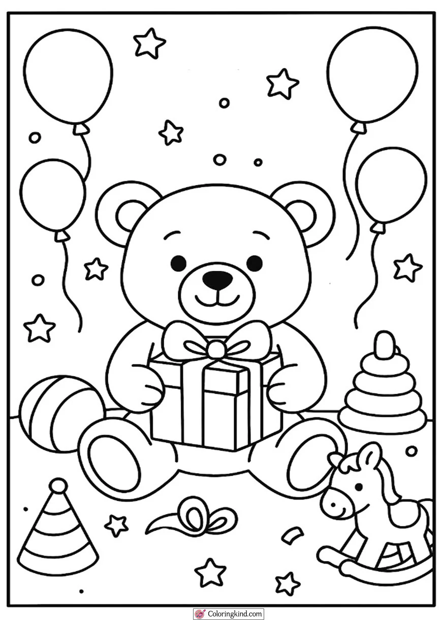 Teddy Bear with Birthday Present