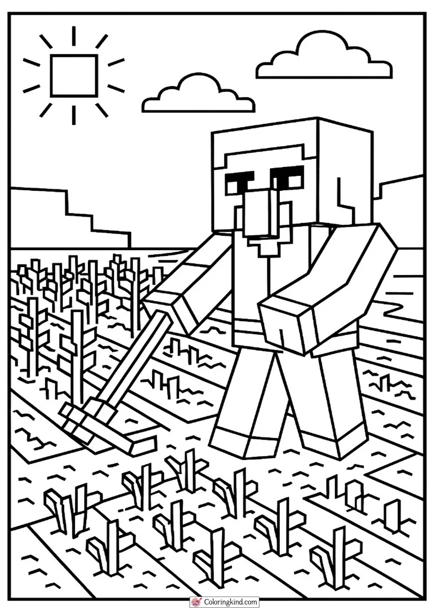 Minecraft Farm Scene