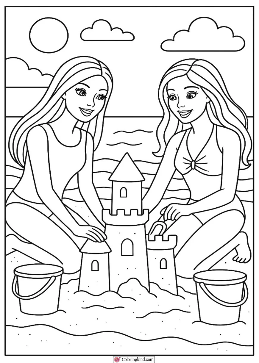 Barbie and Teresa Making Sandcastles