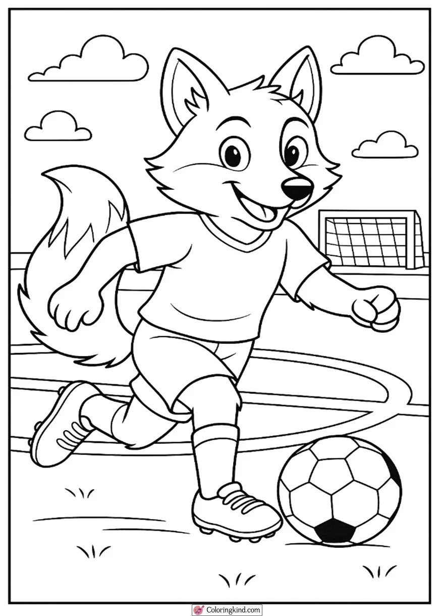 Animal Fox Playing Football