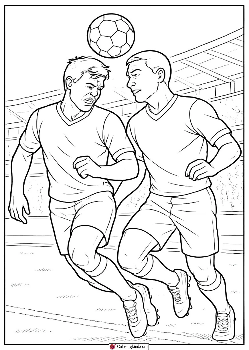 Two players heading the ball