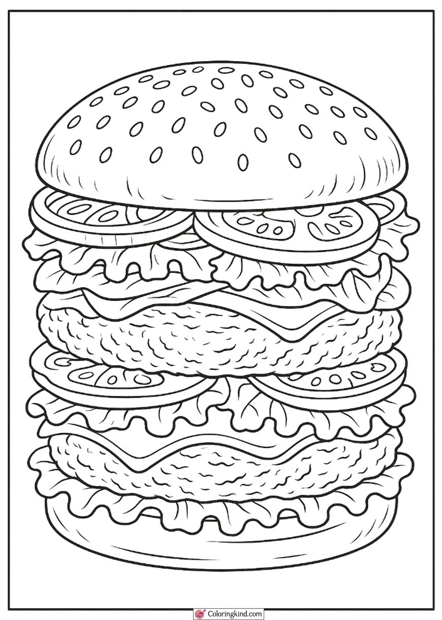 Giant Hamburger with Toppings