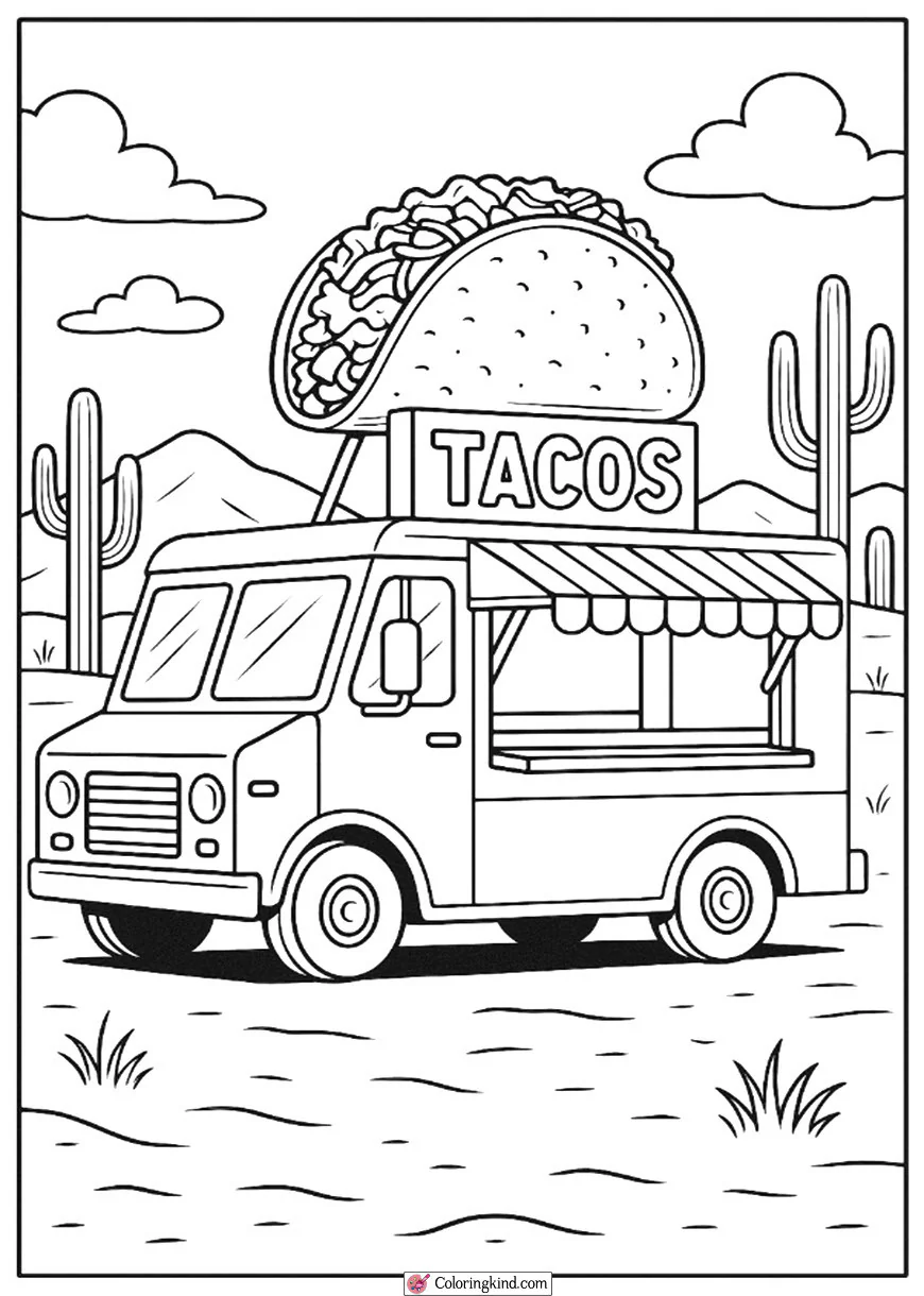 Taco Truck with Desert Background