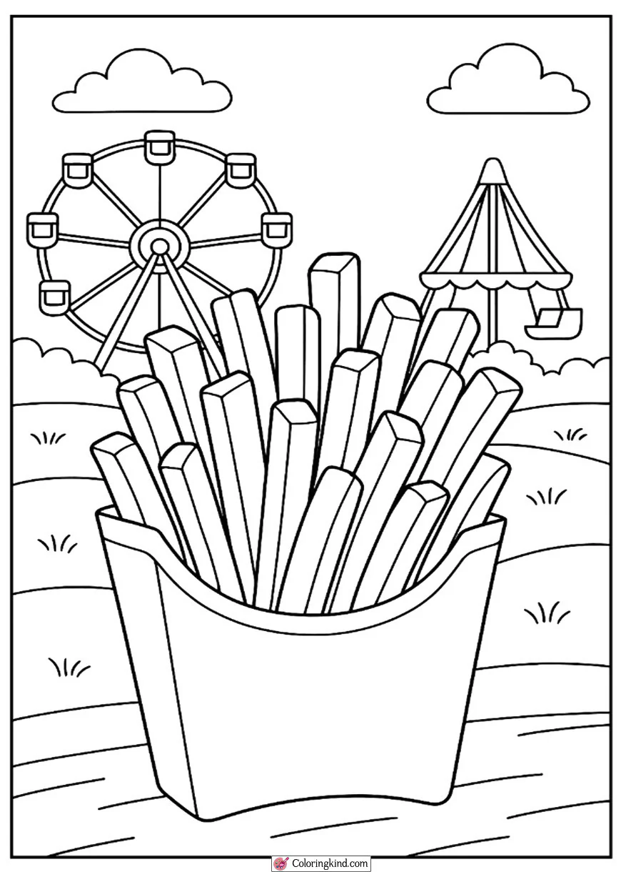 French Fries by an Amusement Park Ride