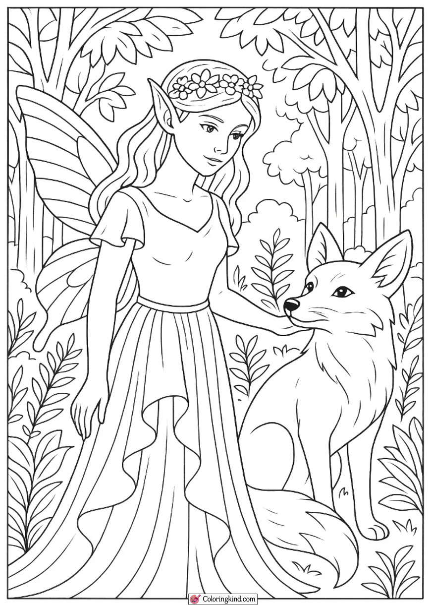 Fairy and a Fox in the Forest
