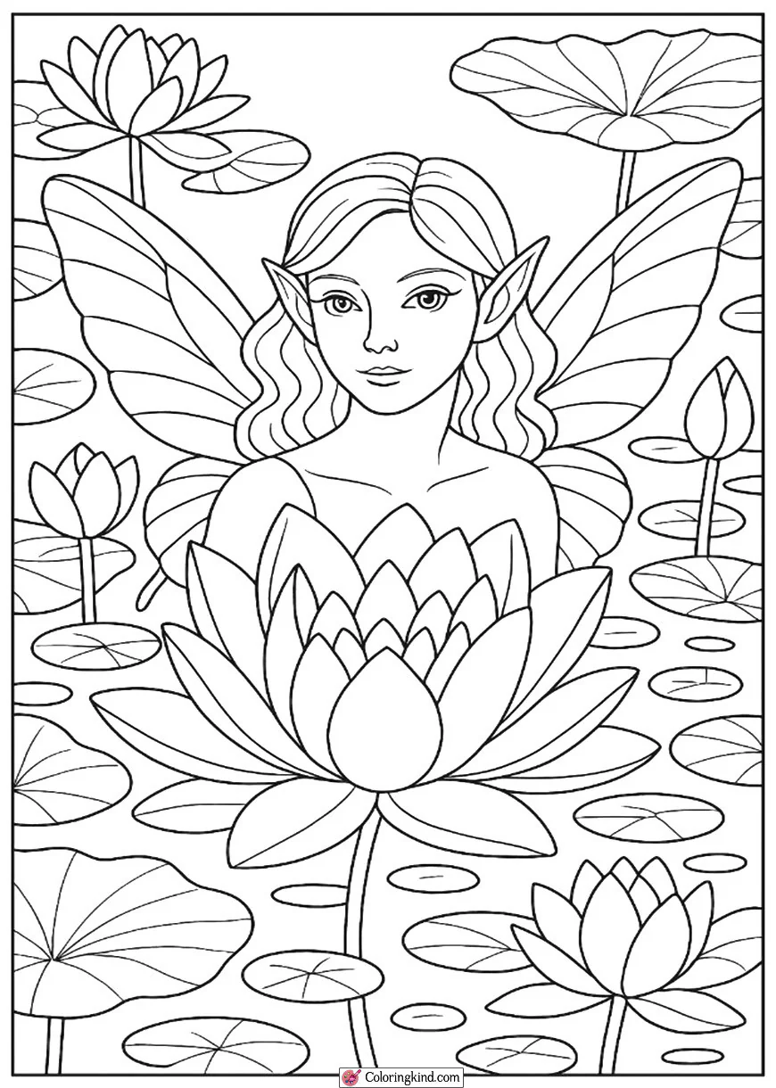 Fairy Hidden in a Giant Lotus Pond