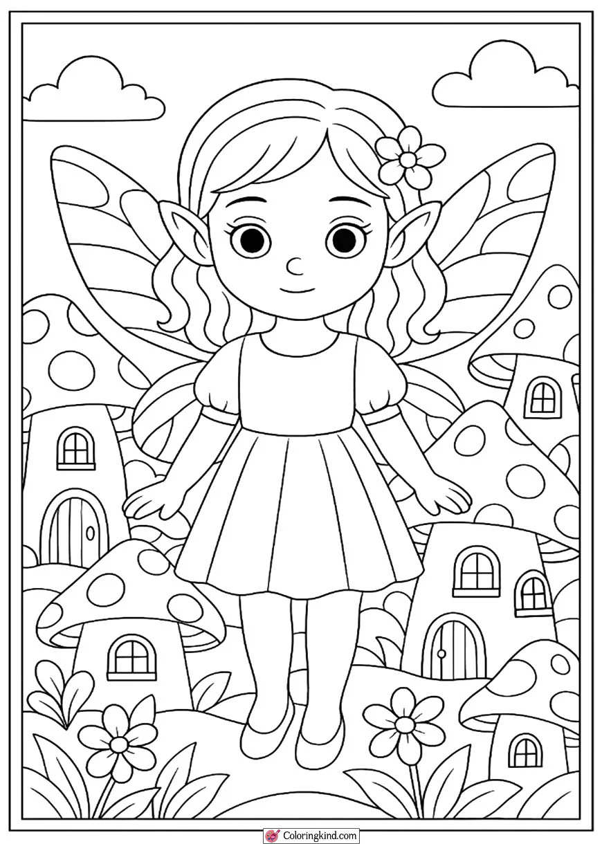 Fairy in a Magical Mushroom Village