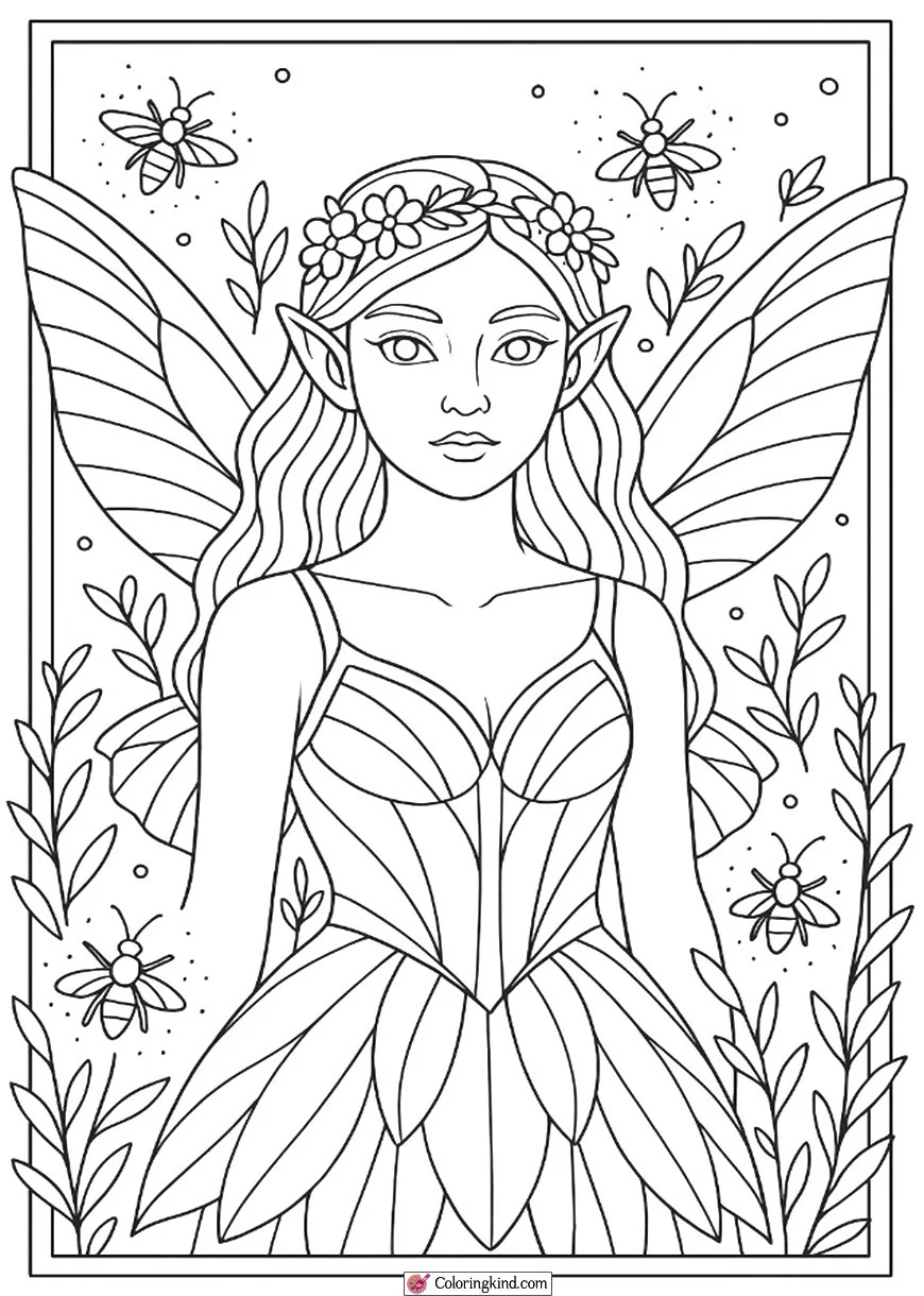 Fairy Surrounded by Sparkling Fireflies