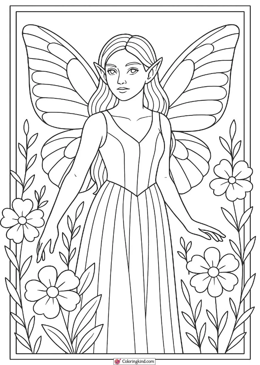 Fairy with Butterfly Wings in a Garden