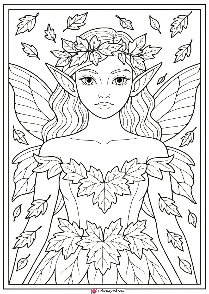 Autumn Fairy with Falling Leaves