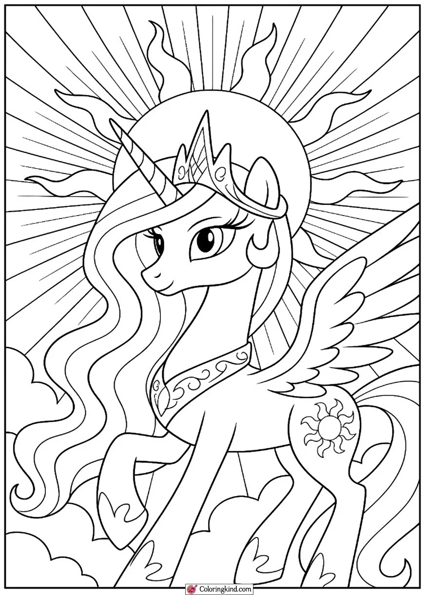 Princess Celestia Surrounded by Glowing Sun Rays