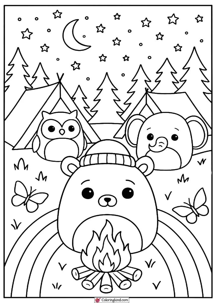 Squishmallow Camping Under Stars