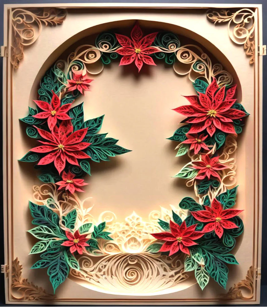 Quilled Poinsettia Wreath Design