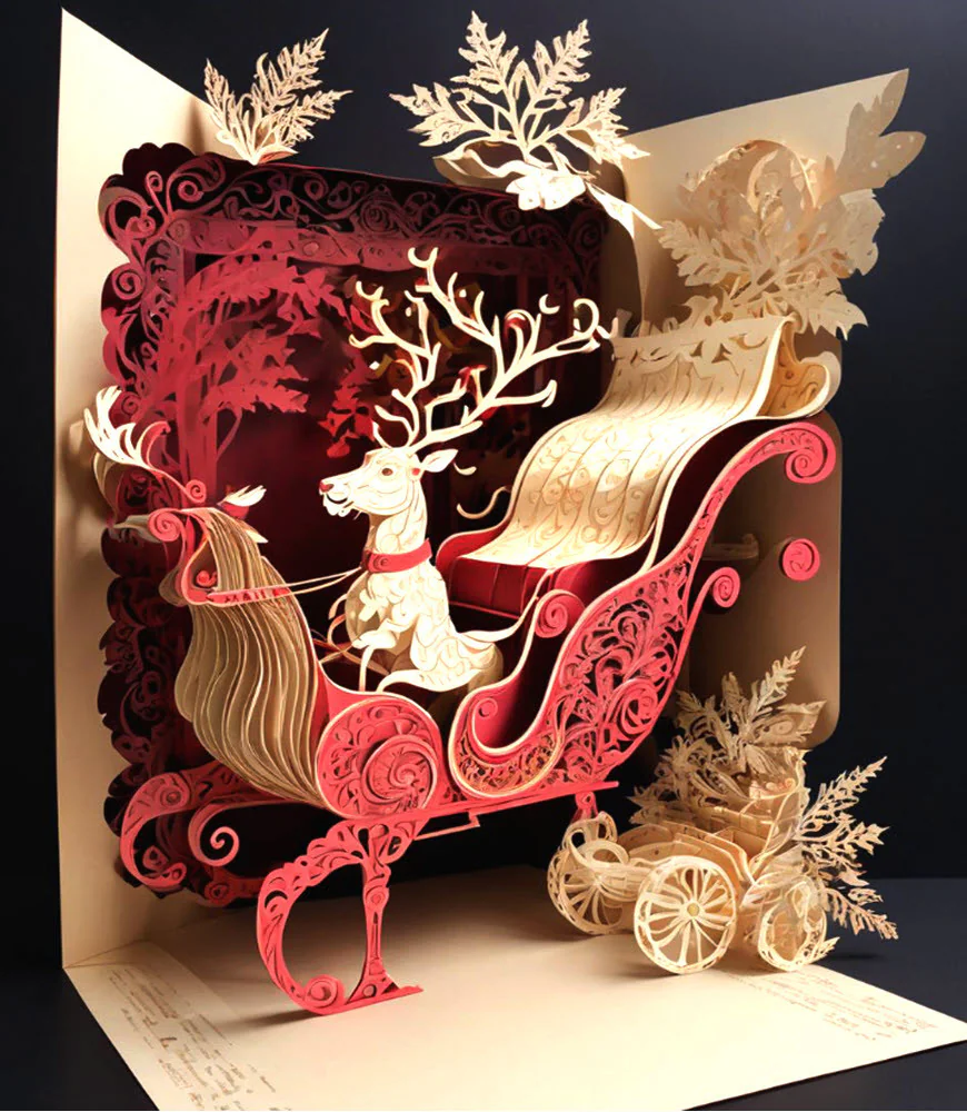 Santa’s Sleigh Pop-Up Card Parts