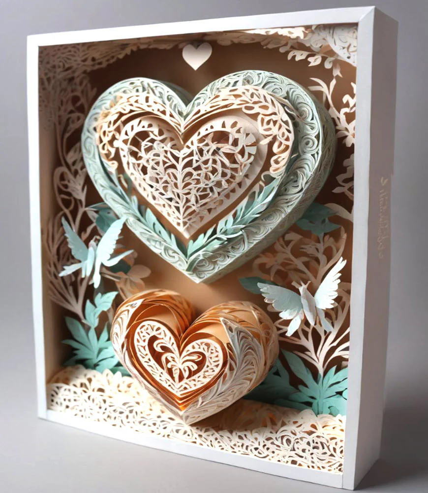 3D two Heart Basket