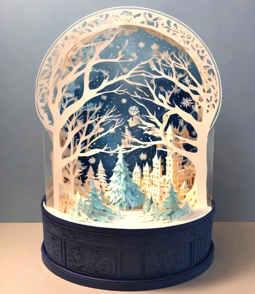 Layered Snow Globe Paper Diorama