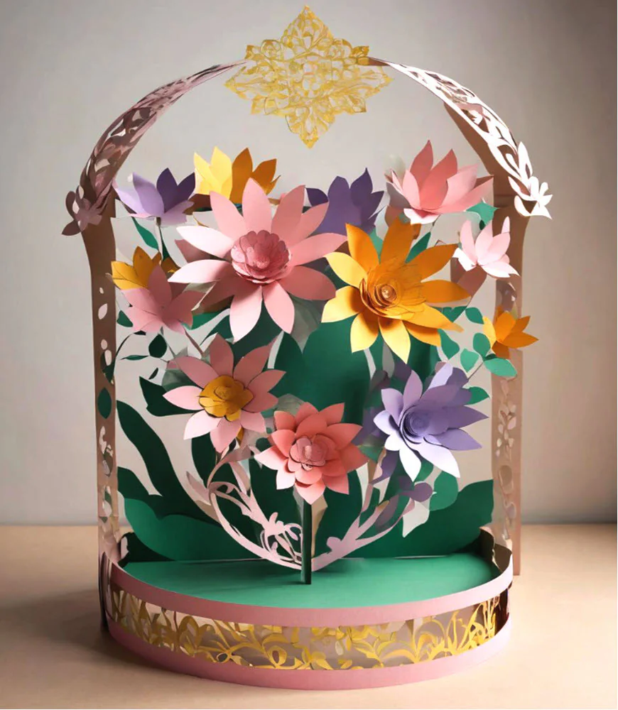 Spring Crown with Paper Flowers Outline