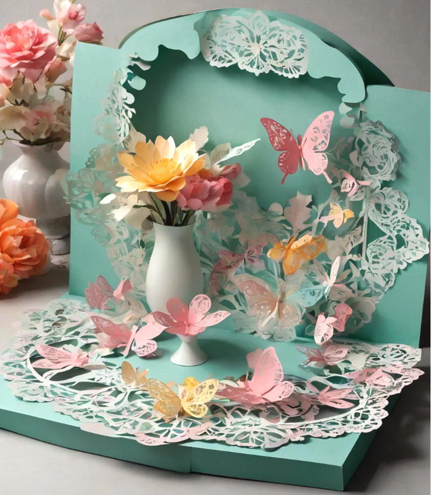 Decorative Paper Doily with Spring Shapes