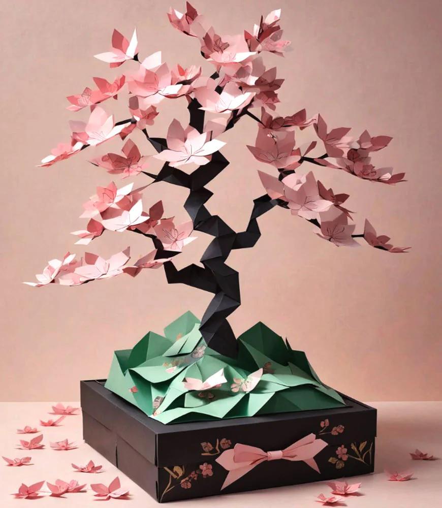 Cherry Blossom Origami Fan Design